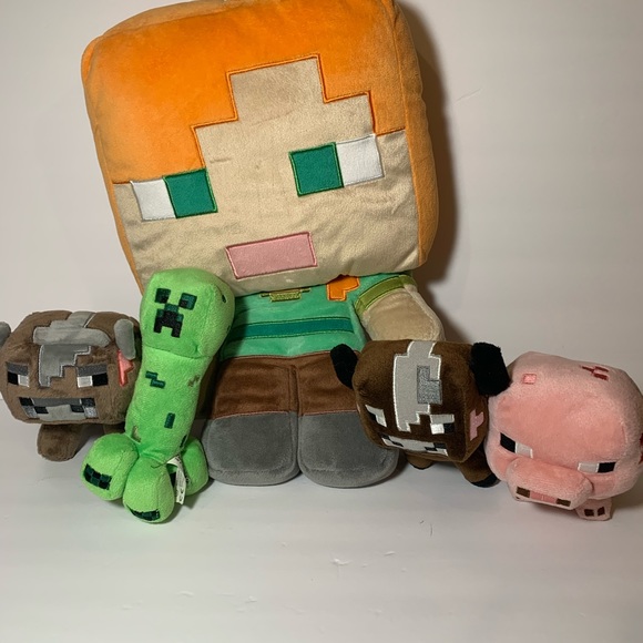 Minecraft lot of 5 plush toys creeper pig alex - Picture 1 of 5